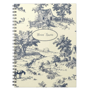 Cuaderno Casa de campo francesa personalizada Blue Toile de