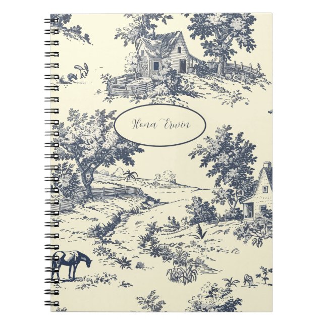 Cuaderno Casa de campo francesa personalizada Blue Toile de (Frente)