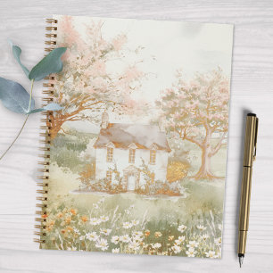 Cuaderno Casa de época en la pradera verde del arte de Cott