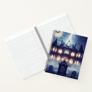 Cuaderno Casa de Halloween con Frankie, azul oscuro