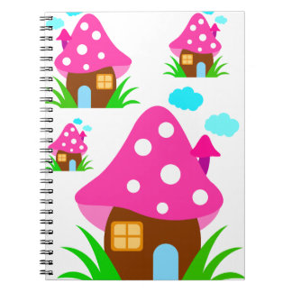 Cuaderno Casa de Hongos Rosa Lindo y Nubes Manta para Bebé