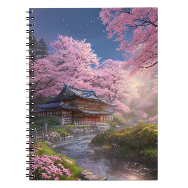 Cuaderno Casa de madera japonesa cerca del río (Frente)