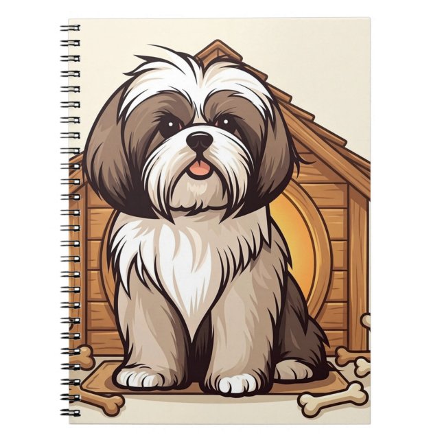 Cuaderno Casa de perro de dibujos animados - Diseño lindo d ("Take notes with a wag and a smile")