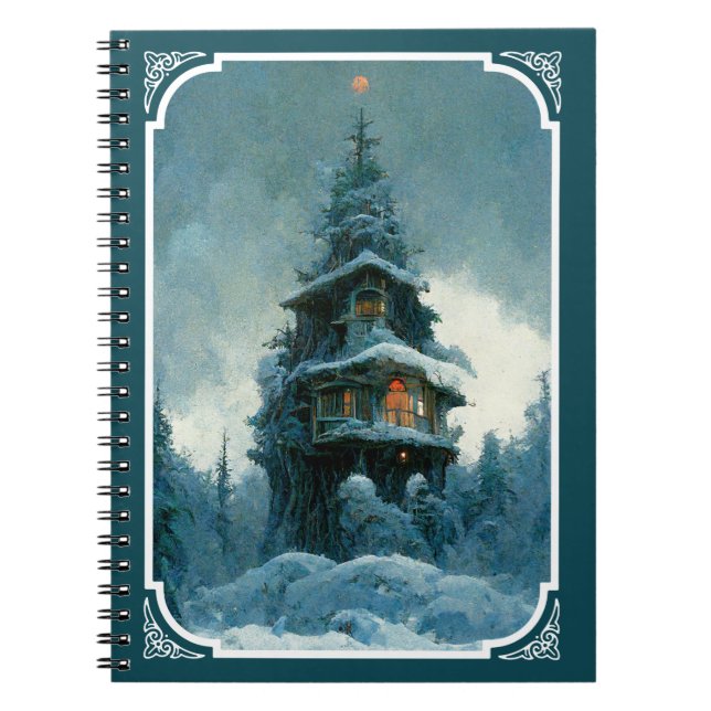 Cuaderno Casa De Pinos En Invierno | Árbol de Navidad (Frente)