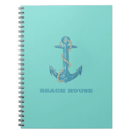 Cuaderno Casa de playa náutica, Anchor, Rope, Mint Green