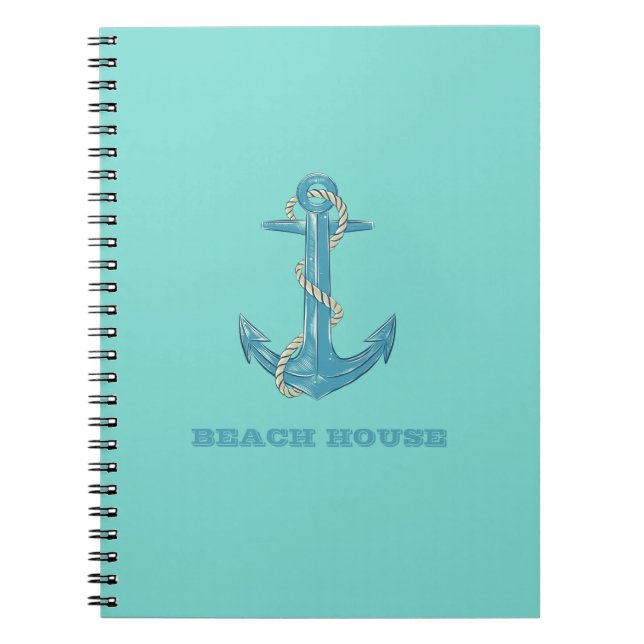 Cuaderno Casa de playa náutica, Anchor, Rope, Mint Green (Frente)