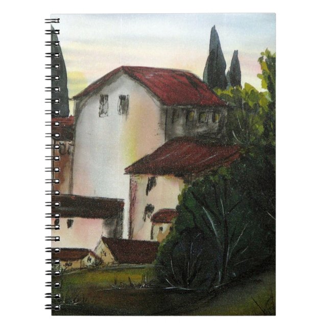 Cuaderno Casa de Pueblo Dibujo Toscana italia Campo (Frente)