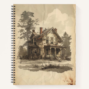 Cuaderno Casa de sketch de época sobre papel con problemas