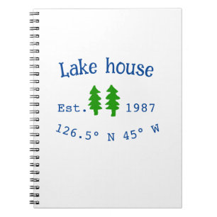 Cuaderno Casa del lago. Fecha año personalizado coordenadas