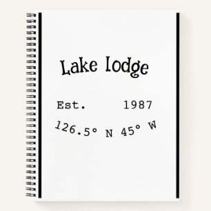 Cuaderno Casa del lago. Fecha año personalizado coordenadas