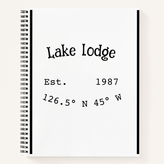 Cuaderno Casa del lago. Fecha año personalizado coordenadas (Anverso)