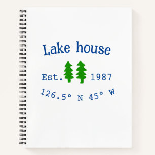 Cuaderno Casa del lago. Fecha año personalizado coordenadas