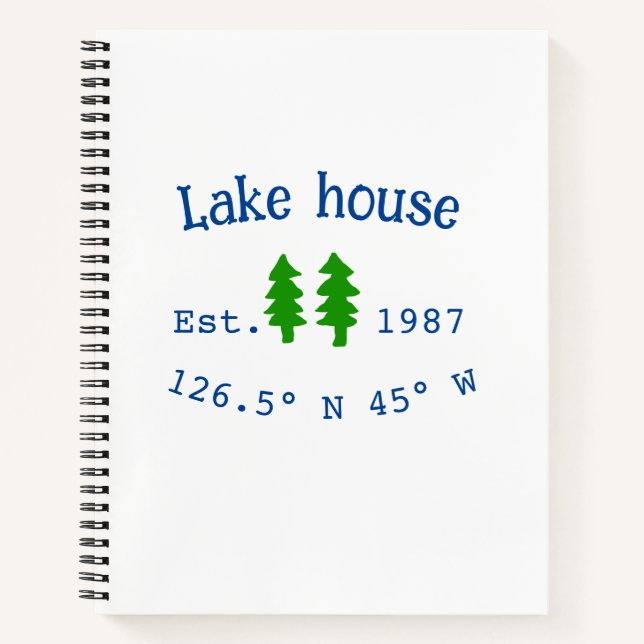 Cuaderno Casa del lago. Fecha año personalizado coordenadas (Anverso)