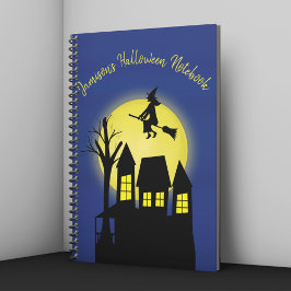 Cuaderno Casa Embrujada de Bruja Personalizada de Halloween