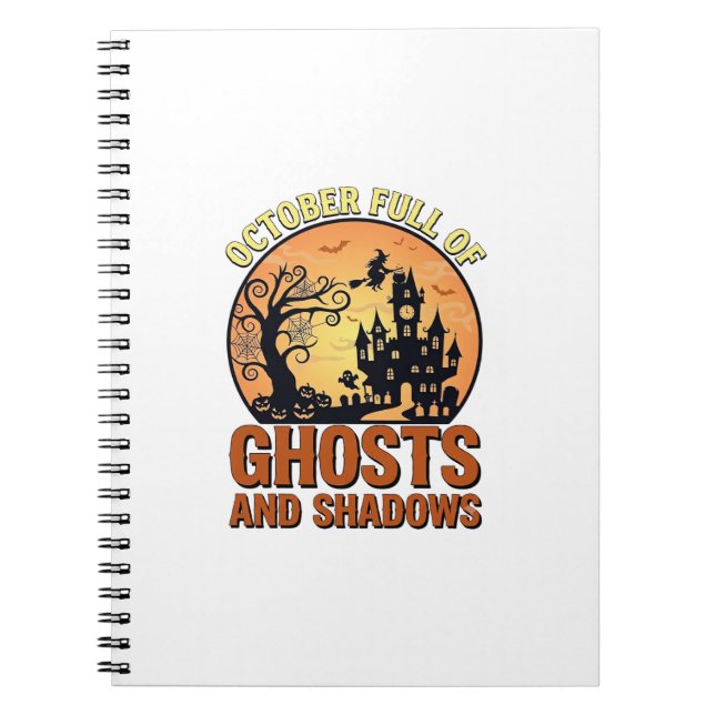 Cuaderno Casa embrujada de fantasmas sombras de Halloween B (Frente)