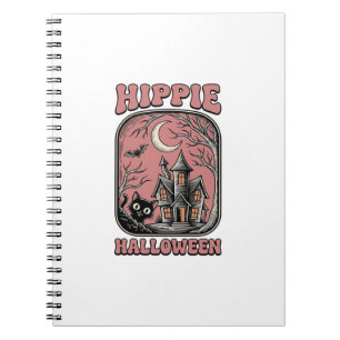 Cuaderno Casa embrujada de gato de Halloween Hippie Diseño