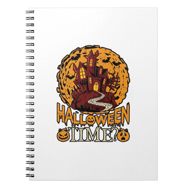 Cuaderno Casa Embrujada de Halloween Luna Llena Calabazas (Frente)