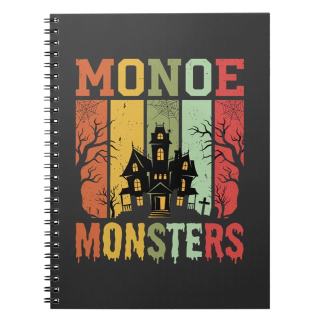 Cuaderno Casa Embrujada de Halloween Monstruos Retro (Frente)