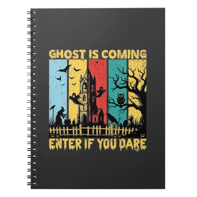 Cuaderno Casa embrujada de Halloween viene el fantasma búho (Frente)
