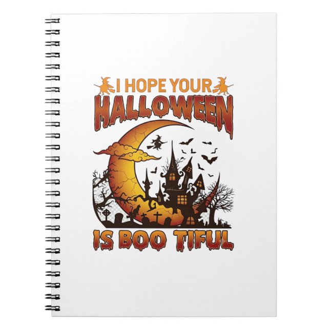 Cuaderno Casa embrujada hermosa de Halloween Luna creciente (Frente)