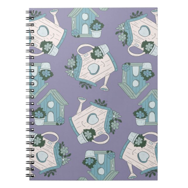Cuaderno Casa para pájaros diseño púrpura (Frente)