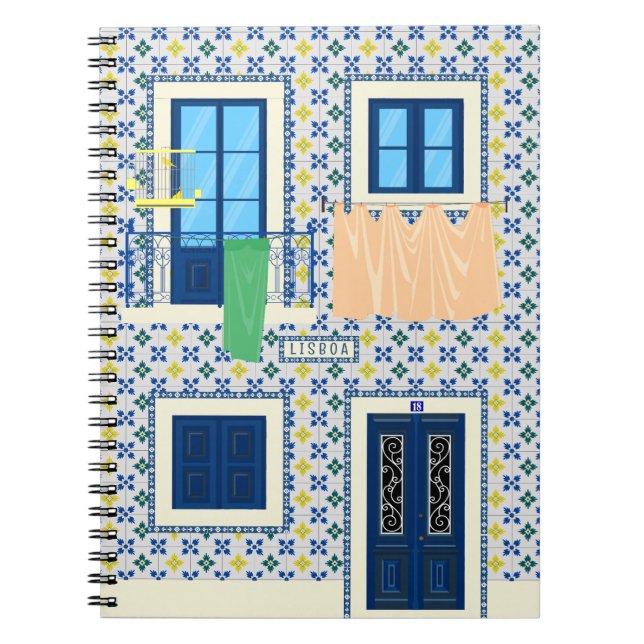 Cuaderno Casa portuguesa de Lisboa con azulejos y pájaro (Frente)