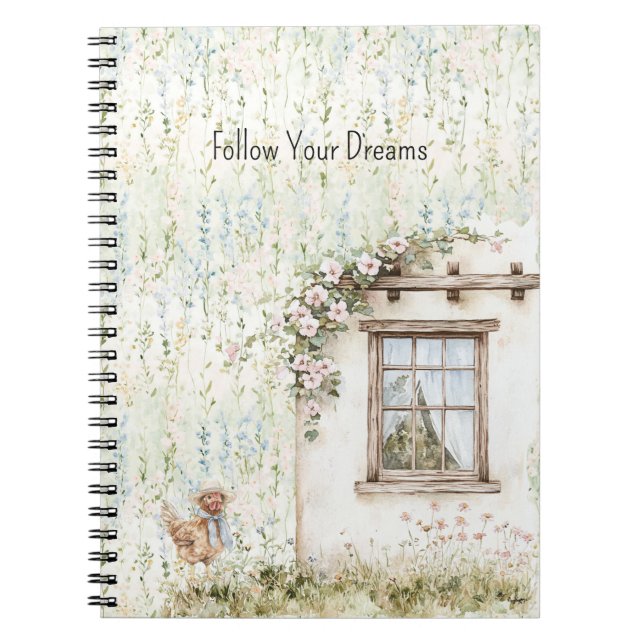 Cuaderno Casa Romántica de Pollo Ventana Floral (Frente)