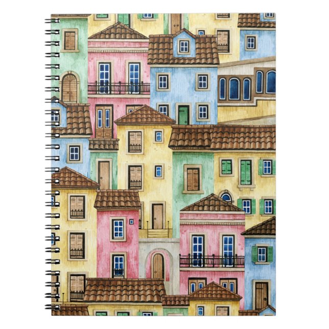 Cuaderno Casas de Lisboa: Patrón Funicular acuarela. (Frente)