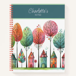 Cuaderno Casas felices y árboles singulares personalizables