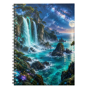 Cuaderno Cascada de Fantasía Mágica en la Costa del Océano