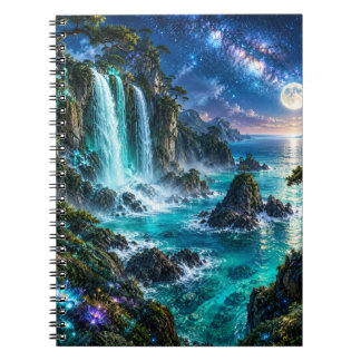 Cuaderno Cascada de Fantasía Mágica en la Costa del Océano