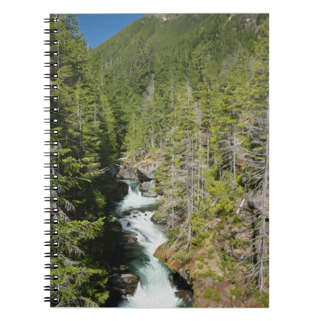 Cuaderno Cascada en el bosque nacional olímpico (Frente)