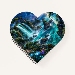 Cuaderno Cascada Mágica de Fantasía en la Costa del Océano