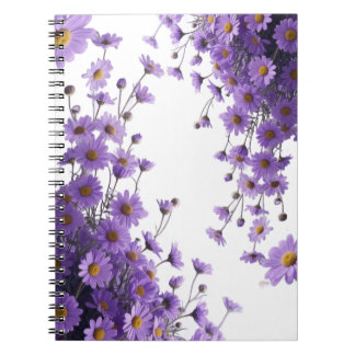 Cuaderno Cascadas de margaritas moradas elegantes sobre lav
