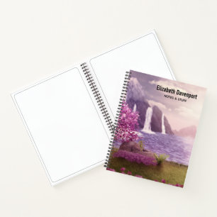 Cuaderno Cascadas y cerezos en un lago