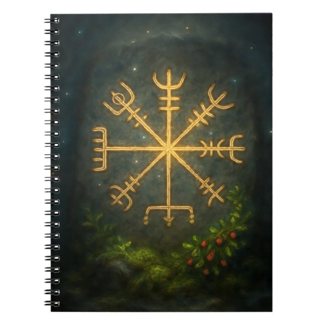 Cuaderno Casco de Awe Aegishjalmur Símbolo Protector Nórdic (Frente)