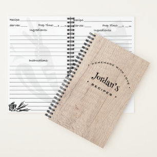 Cuaderno Casero con receta de amor Rústico Personalizado