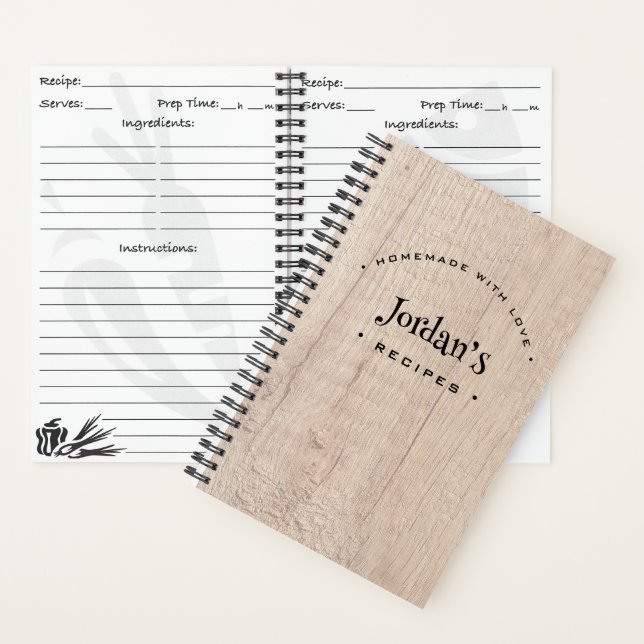 Cuaderno Casero con receta de amor Rústico Personalizado (Interior)