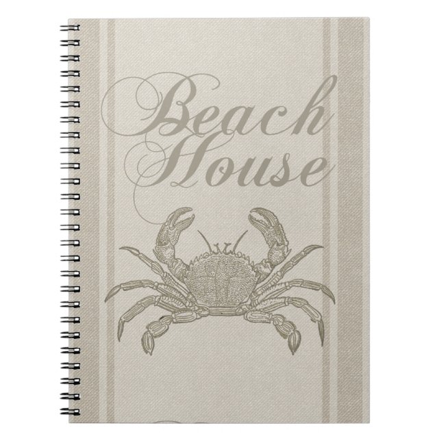 Cuaderno Caseta de playa Crab Vintage costero (Frente)