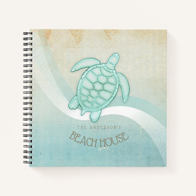 Cuaderno Caseta de playa Tortuga Náutica Aqua Blue ID623 (Anverso)