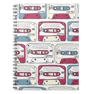 Cuaderno Casetes de música retro: Patrón de fondo de rock
