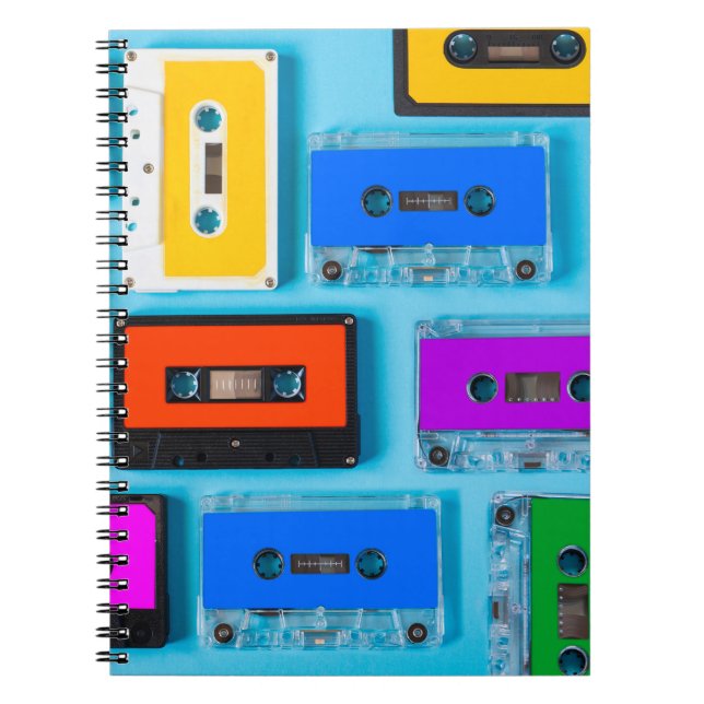 Cuaderno Cassette retro: Colección de fondo azul (Frente)