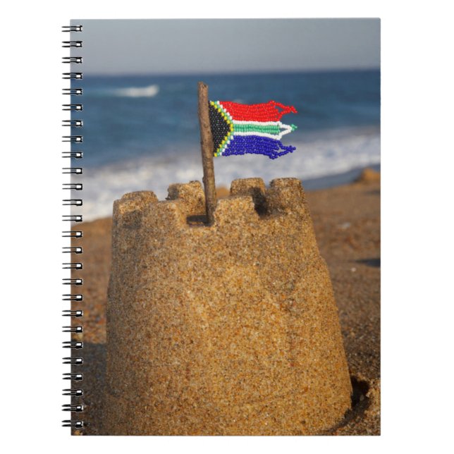 Cuaderno Castillo de arena con bandera sudafricana, Umhlang (Frente)