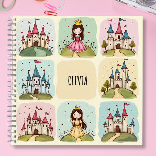 Cuaderno Castillo de cuento de hadas adorable y garabatos d