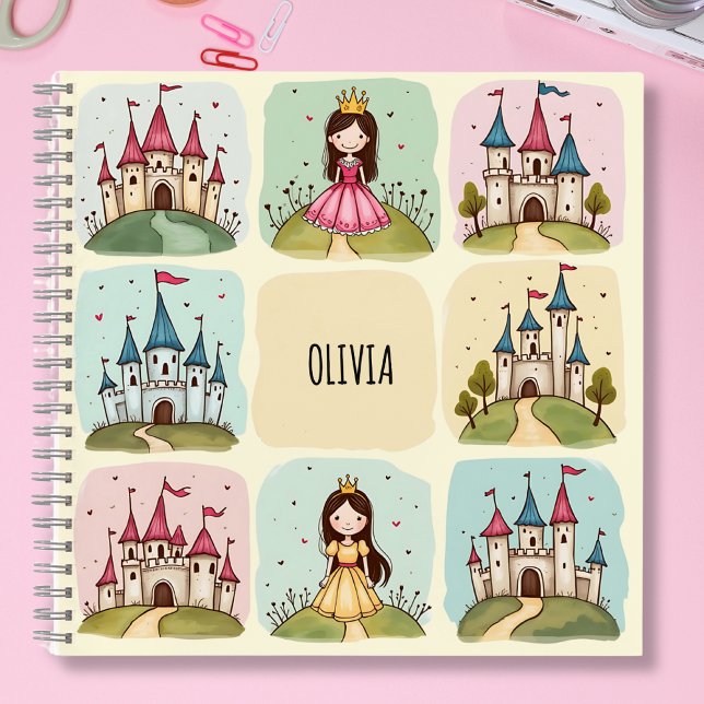 Cuaderno Castillo de cuento de hadas adorable y garabatos d (Subido por el creador)