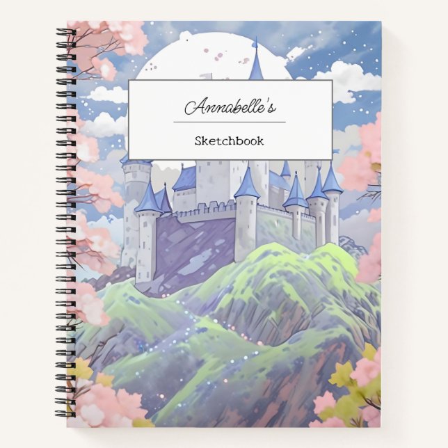 Cuaderno Castillo de Cuento de Hadas Personalizado Pastel A (Anverso)