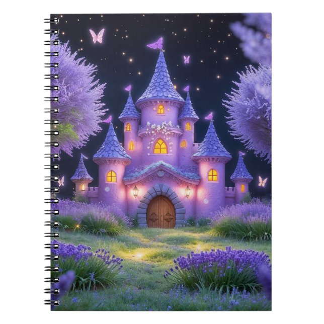 Cuaderno Castillo de hadas del bosque de lavanda oculto (Frente)