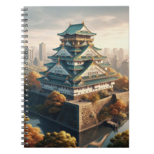 Cuaderno Castillo de Osaka paisaje de Japón viaje vintage