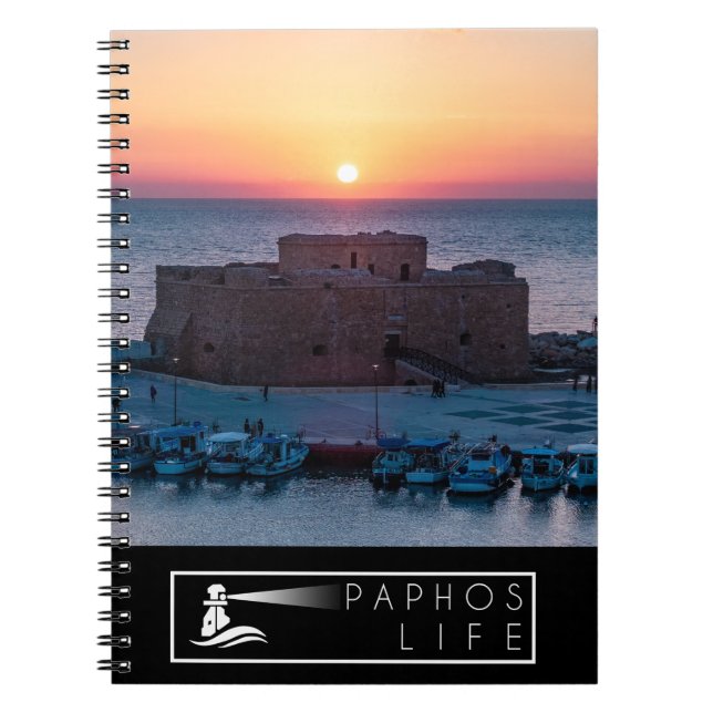 Cuaderno Castillo de Paphos al atardecer, vista de drones (Frente)