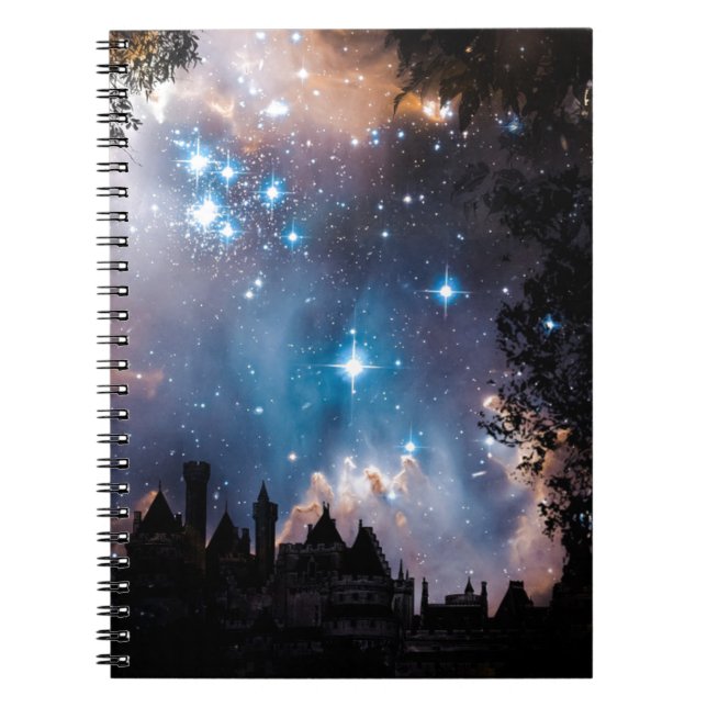 Cuaderno Castillo del árbol de las estrellas del cielo noct (Frente)